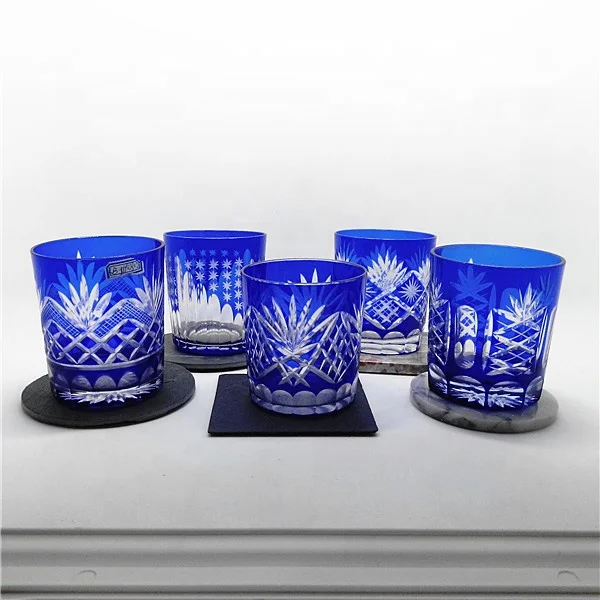 high quality stocked cheap  cobalt blue shot wine glass