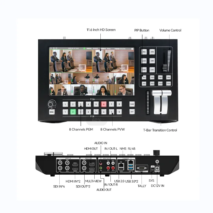 HD screen camera live stream broadcast switcher HDMI mixer 8 channels streaming video vmix