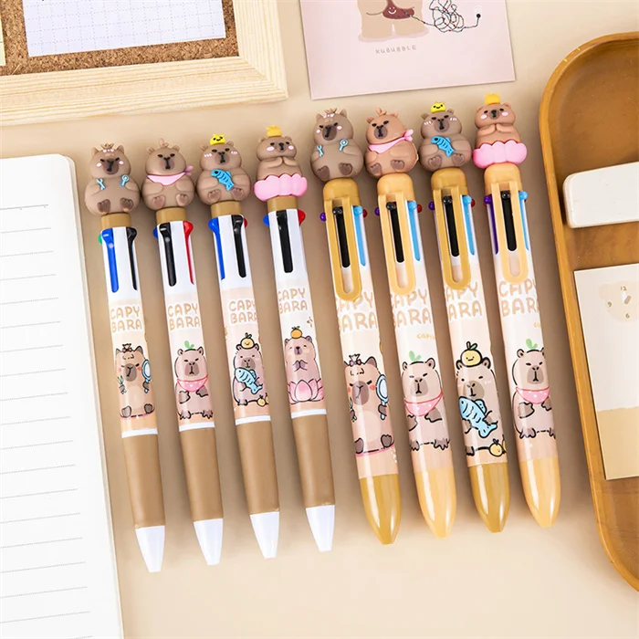 Free samples Kids kawaii capybara stationery 2025 cheap custom advertise plastic ballpoint pen school writing tools pens 0.5mm