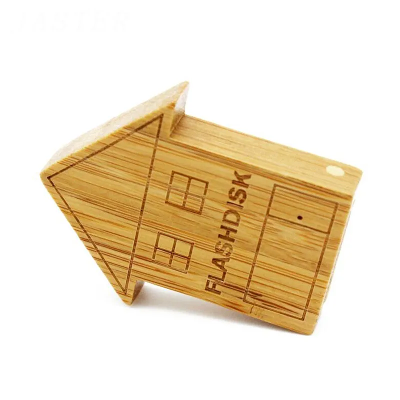 Custom Logo Wooden house memorias USB stick 32GB Pendrive USB Flash Drives disk 128GB Thumb pen Drive