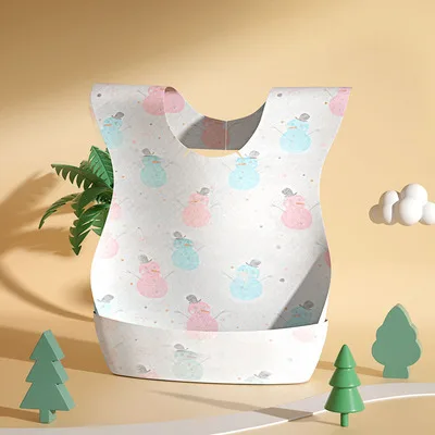Factory Cheap Wholesale baby disposable bibs Non-woven cartoon printing feeding bibs