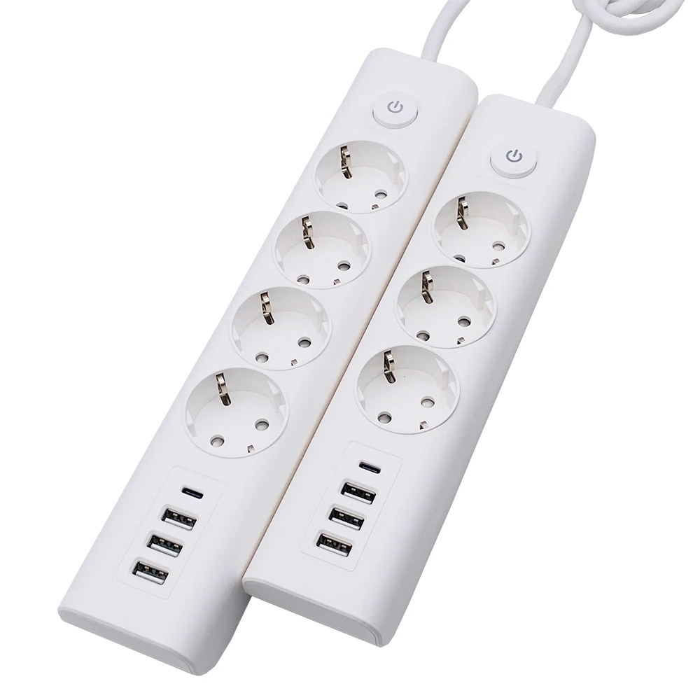 Universal 3 AC Outlets  Electrical Extension Socket EU Power Strips Cover With 1 Type-c And 3 USB Ports