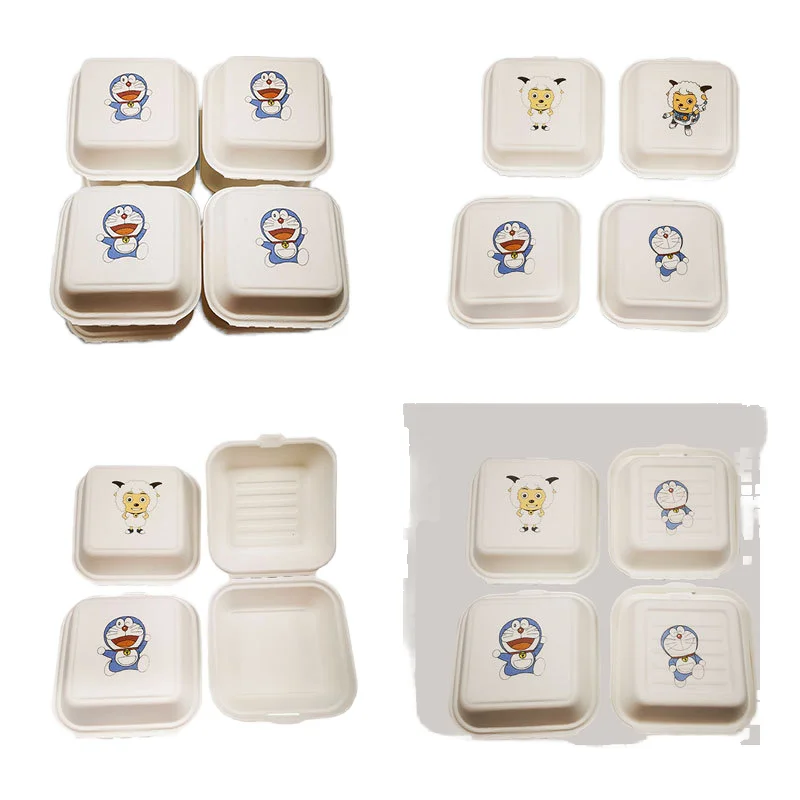 Net Red 6-Inch Square Pulp Lunch Box Heating-Applicable Square Take-Out Packing Box for Hamburger and Cake for Perfume