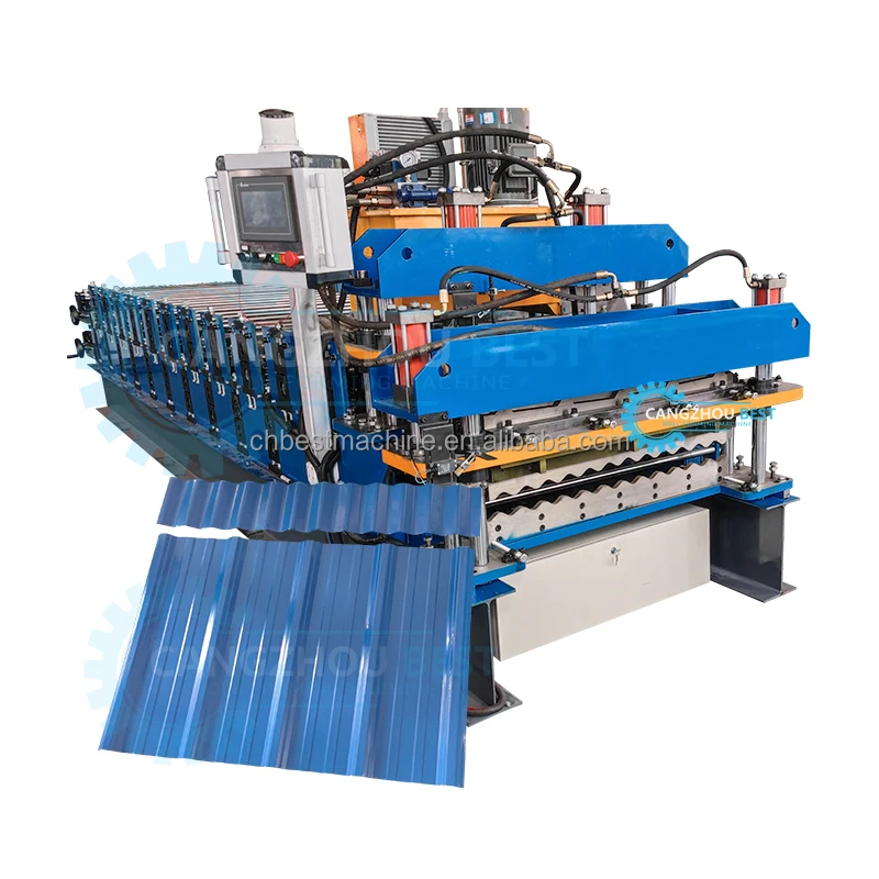 Double Layer Glazed Tile Aluminium Roofing Panel 840 IBR Trapezoidal Sheet 836 Corrugated Iron Making Roll Forming Machine