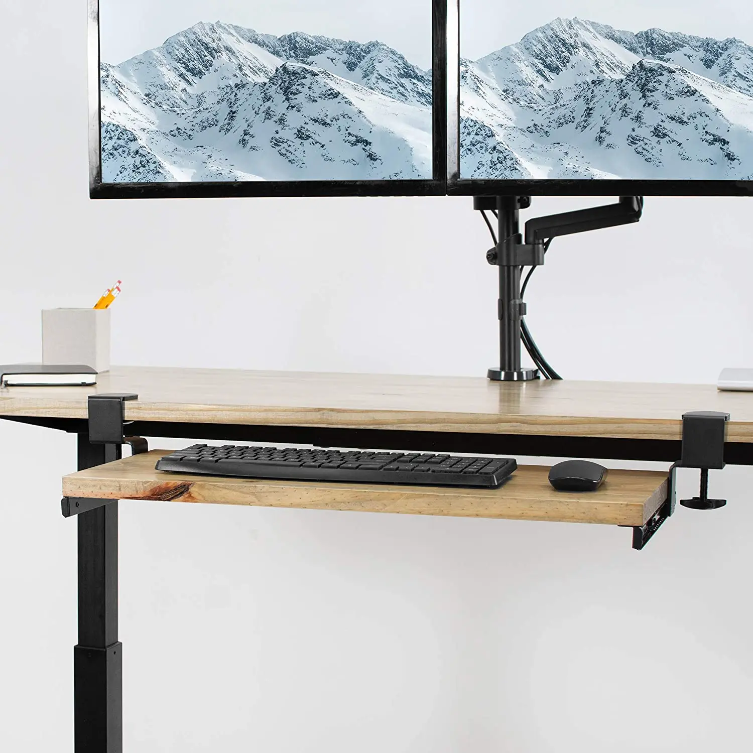 Pull Out Mount System Clamp Keyboard under Tray for Desk