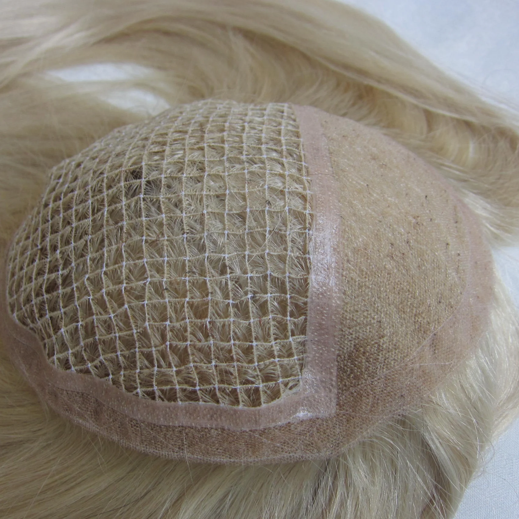 Breathable fish net lace human hair Integration Top Piece