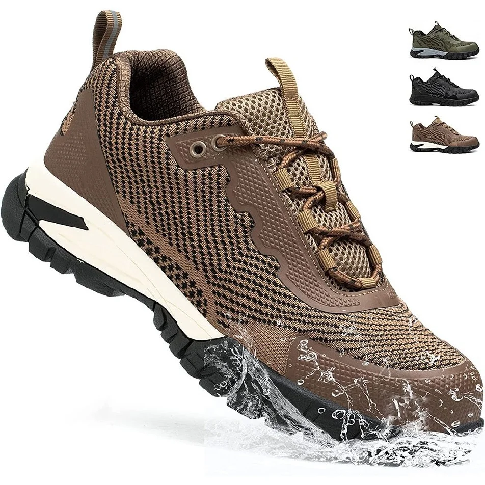 Waterproof Steel Toe Shoes for Men Comfy Lightweight Non Slip Work Safety Shoes