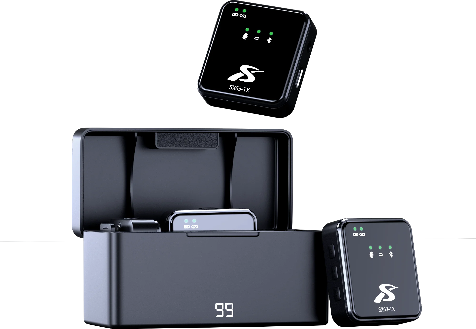 Sx63 1 to 2 professional Lavalier Microphone Wireless Lapel Microphone With Charging box for Phone Youtube record live