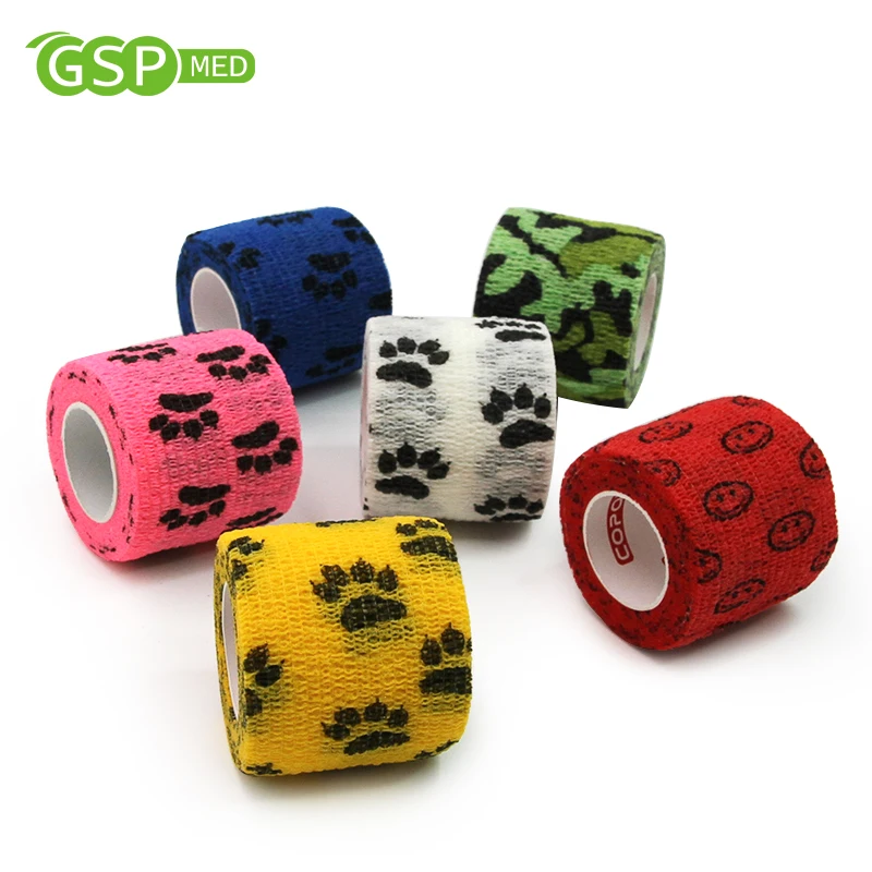GSP High Quality printed pattern cohesive elastic bandage with latex waterproof hand tear self-adhesive bandage