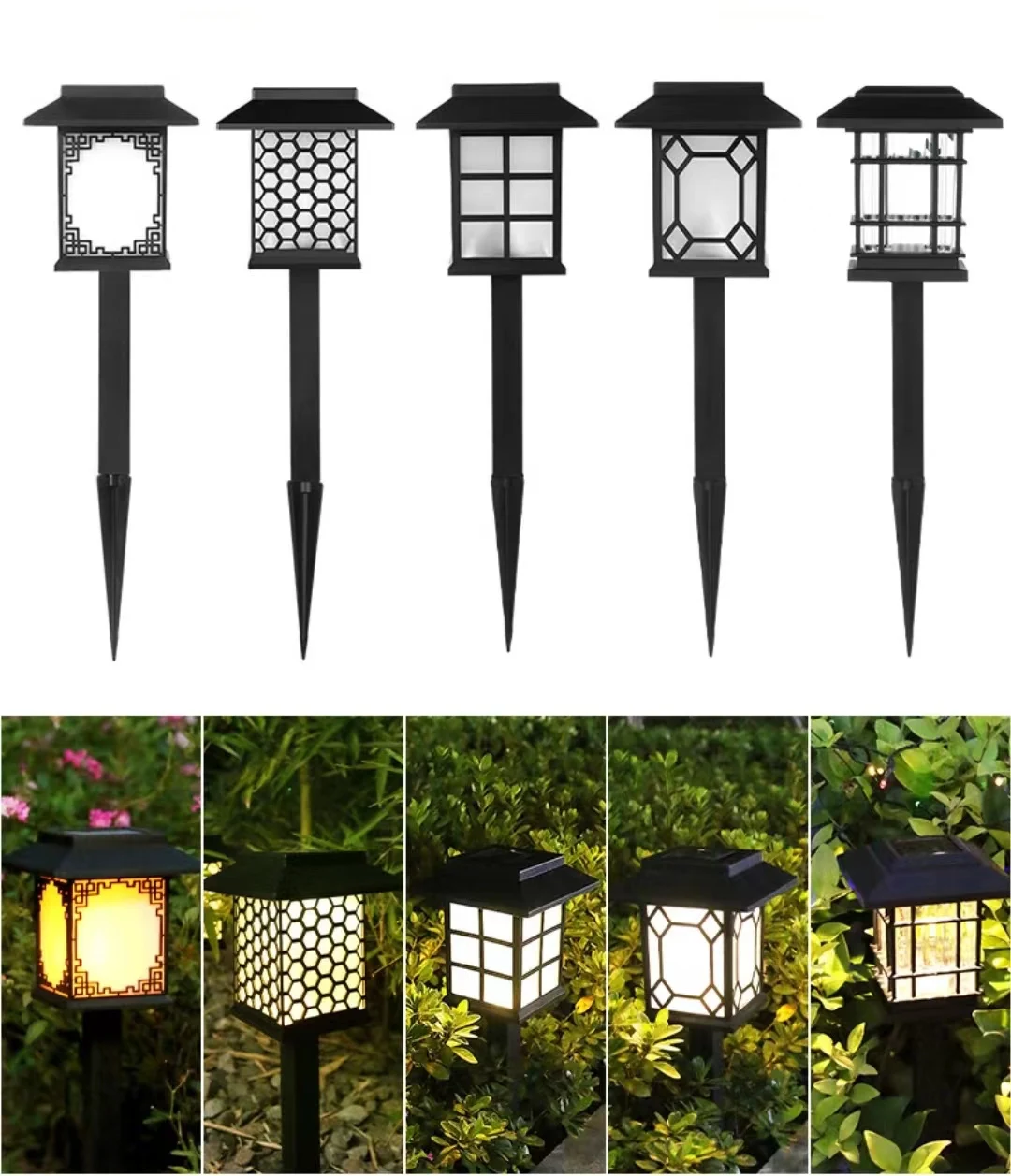 2022 New house type Outdoor waterproof LED solar lawn powered Cottage Style Spike Spot Small House Mini Solar Light Garden