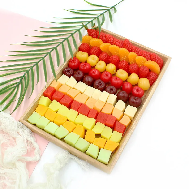 Simulated fruit cake model decoration fake slice sample strawberry kiwi yellow peach biscuit shooting prop