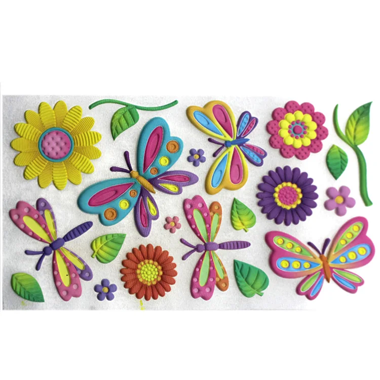 Custom Self Adhesive 3D EVA Foam Cartoon Stickers Animal Flower Tree Puffy Sticker for Kids