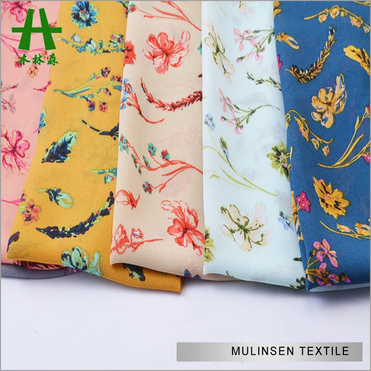 Mulinsen Textile Cheap Woven Printed Twisting 100% Polyester Fabric Chiffon