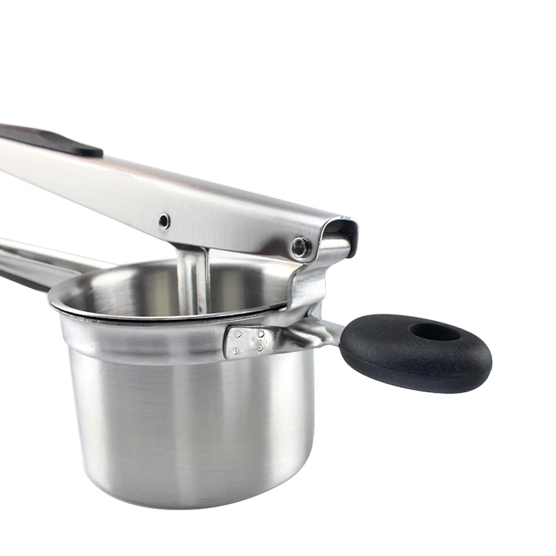 Suspensible stainless steel potato ricer