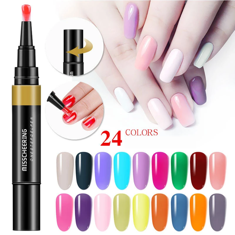 
Nail Art One-step Glue 3 In 1 Nail Polish Lazy Long Lasting Phototherapy Nail Polish Pen 