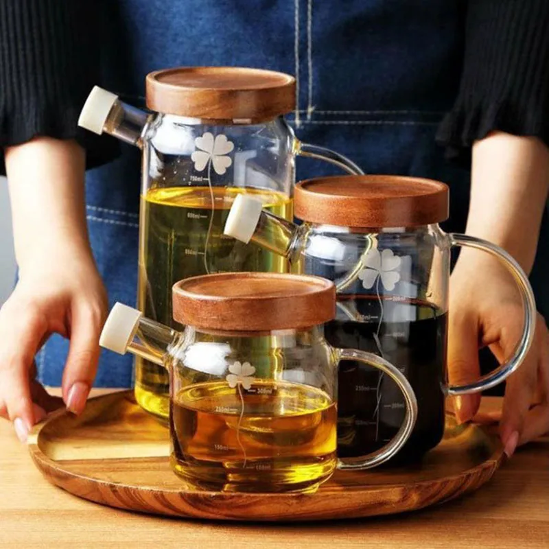 39Years Factory New Style Kitchenware Oil Vinegar Dispenser Glass Oil Bottle 400/700/1000ml Capacity
