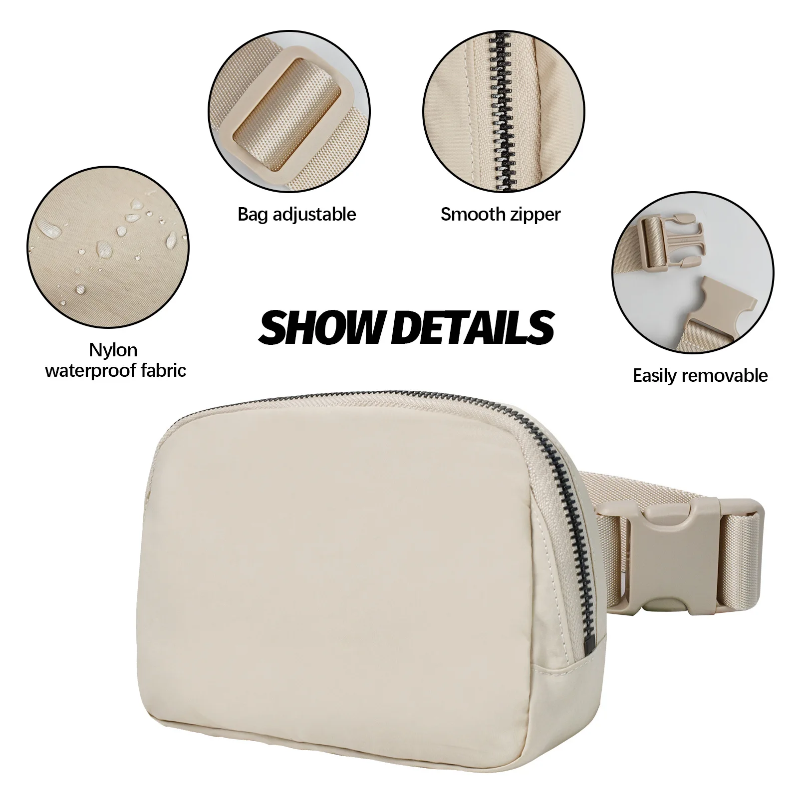 SG0347 Hot Selling 46 colors premium quality Mini nylon Fanny Pack Everywhere Women belt loop bag