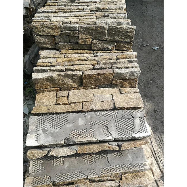 Certified Natural Slate Culture Stone Cement Back Stacked Panels Split Surface Finish For Outdoor Wall Cladding