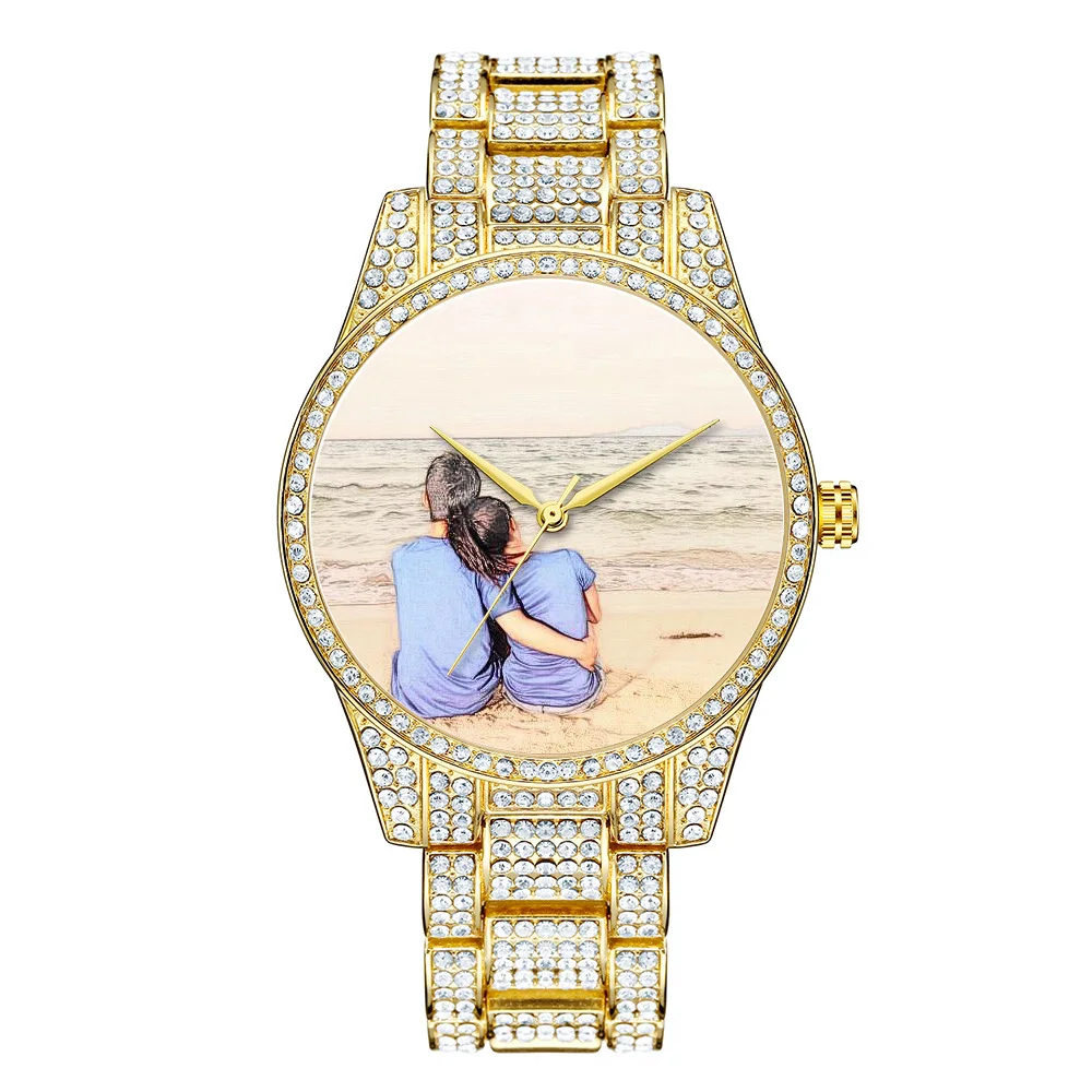 Full diamond private picture custom watches luxury watches female wrist with custom logo for women and girls
