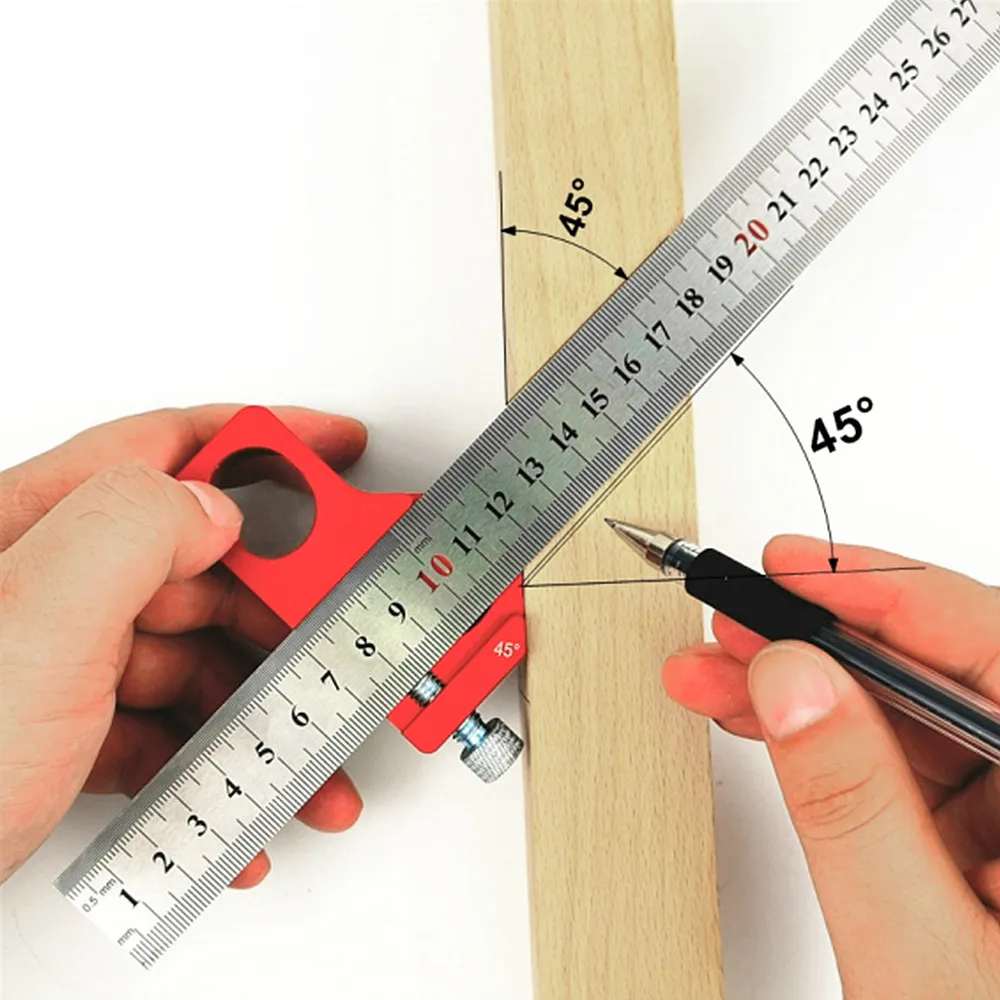 Steel Ruler Positioning Block Multi angle Angle Line Marking Gauge Woodworking Measuring Scribe Other Hand Measuring