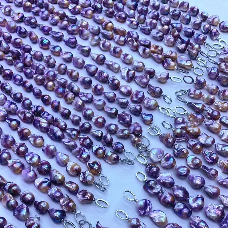 High quality women 18 inch chunky real fresh water cultured purple AAA big pearl necklace