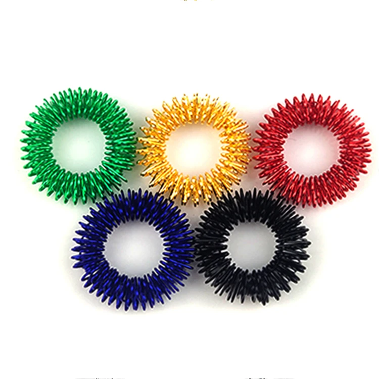 Various Sizes Colorful Custom Stainless Steel Metal  Stress Relief Relaxation Massage Finger Acupressure Ring