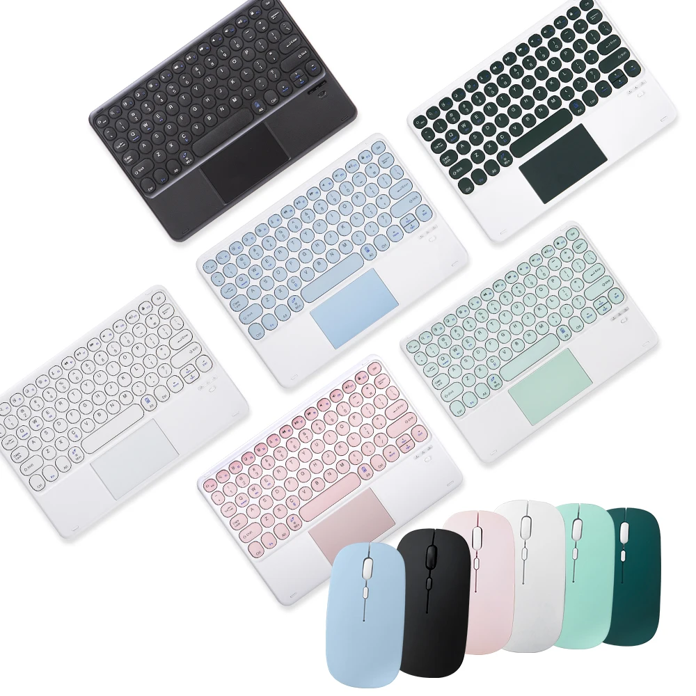 Беспроводная клавиатура и мышь миниатюрная перезаряжаемая Bluetooth для IOS Android Windows ПК