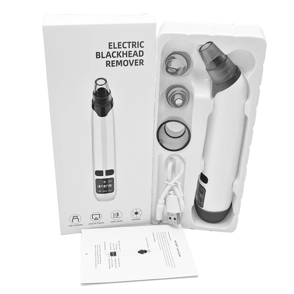 Hot Electric Pimple Removal Suction Extractor Tool Kit Heated Vacuum Blackhead Remover Face Pore Cleaner