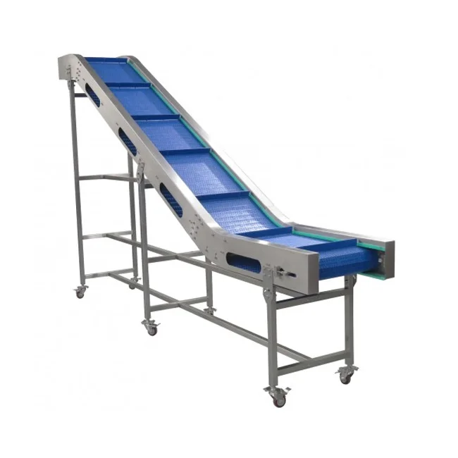 cheap stainless steel frame plastic modular inclined belt lifting conveyor