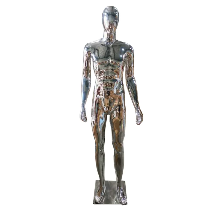Fashion 	cheap plastic adjustable full body male chrome silver mannequin