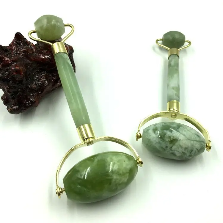 wholesale natural xiuyan jade roller high quality facial massage green jade roller gua sha for face
