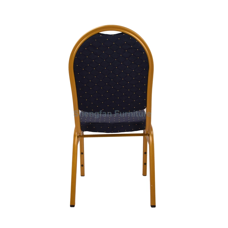 Wholesale Comfortable Cheapest Gold Silver Strap Pattern Metal Frame Outdoor Stacking Banquet Chair