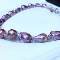 High quality women 18 inch chunky real fresh water cultured purple AAA big pearl necklace