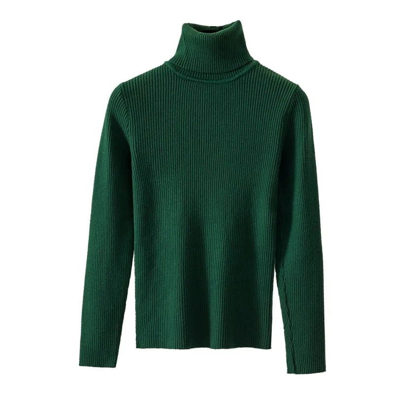 Custom Wholesale Solid Color Autumn Winter Turtle Neck Knit Sweater for Women