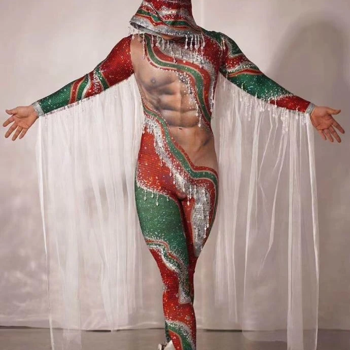 Men Women Christmas Elf Suit Sexy Nightclub Stage Dance Wear Party Dancer Costume