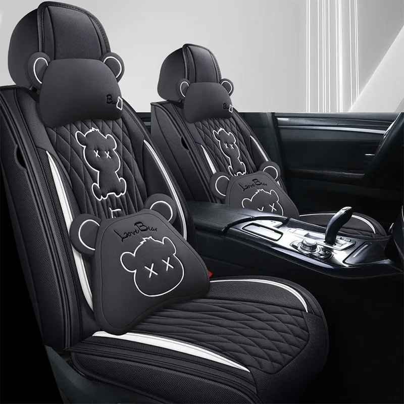 Luxury Universal Leather linen Auto Car Seat Cover full Seat Cover Cushion car accessories