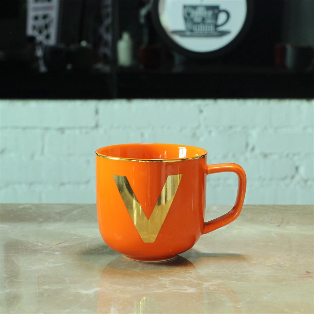 Custom Logo Letter Decals Custom Color Ceramic Coffee Mug Porcelain Cup For Home Cafe Office