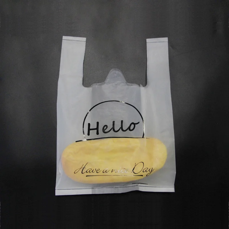custom HDPE carry out thank you plastic t shirt shopping bag carrier bag for food packing
