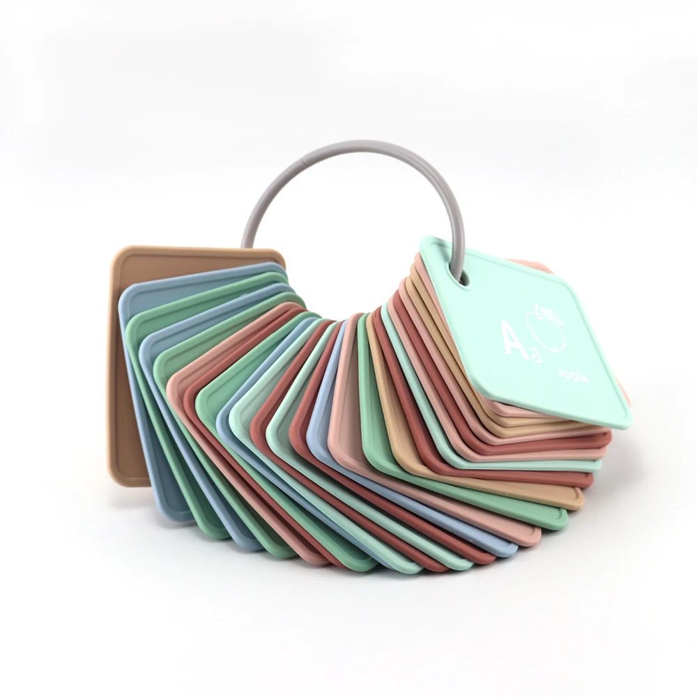 BPA free A to Z Alphabet Cards Toddler Letter Card Silicone Flash Card Learning For Kids Educational