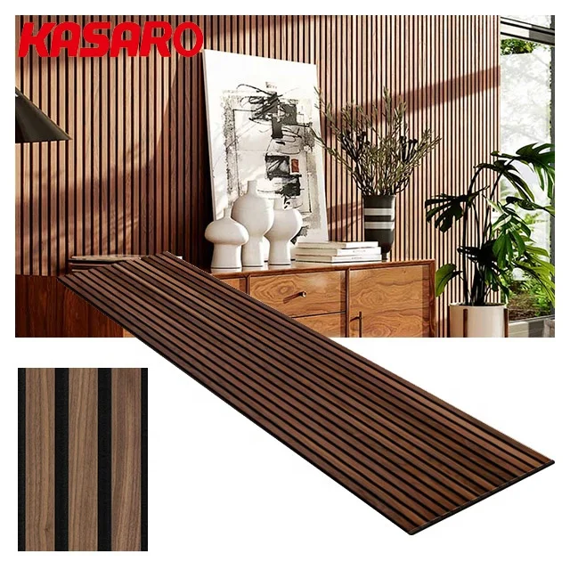 KASARO oak acoustic slat wood wall panels china polyester fiber acoustic panels