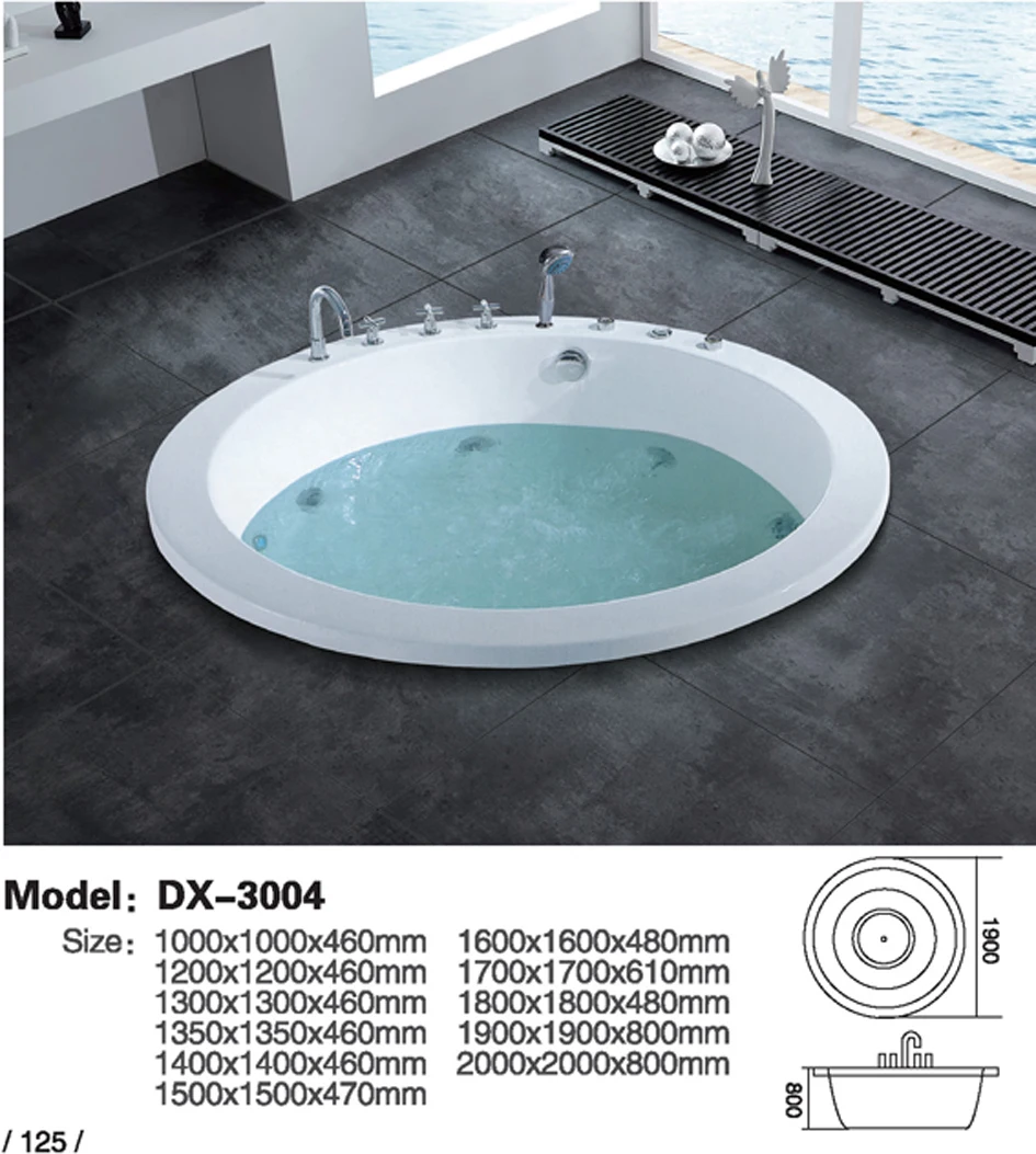 Современная акриловая белая Ванна, гидромассажная Ванна, встроенная круглая Встраиваемая акриловая ванна Dx3003