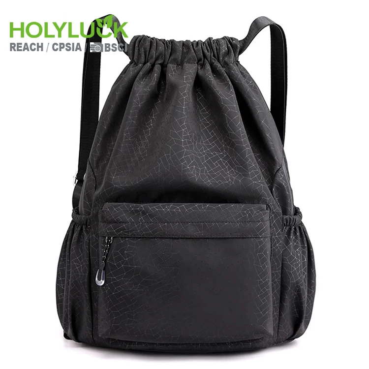 Factory Custom Cheap Promotional Polyester Drawstring Gym Bag Sports Backpack Bag With Thickness Cord