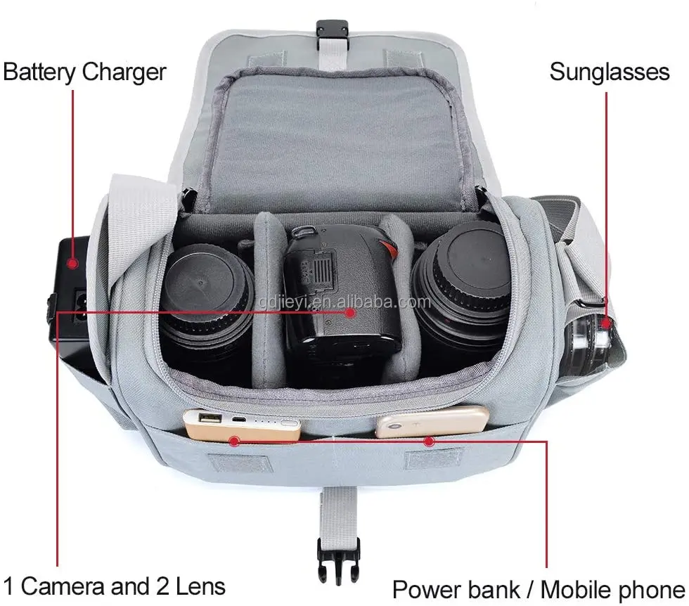 Чехол-сумка для камеры на плечо Crossbody сумка совместимый Nikon Sony цифровых зеркальных однообъективных камер SLR беззеркальных фотоаппаратов и линзы серого