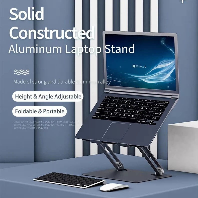 OEM/ODM Factory Aluminium Alloy  Portable Laptop Stand Stable Folding Height Adjustable Laptop Riser Desktop Laptop Holder