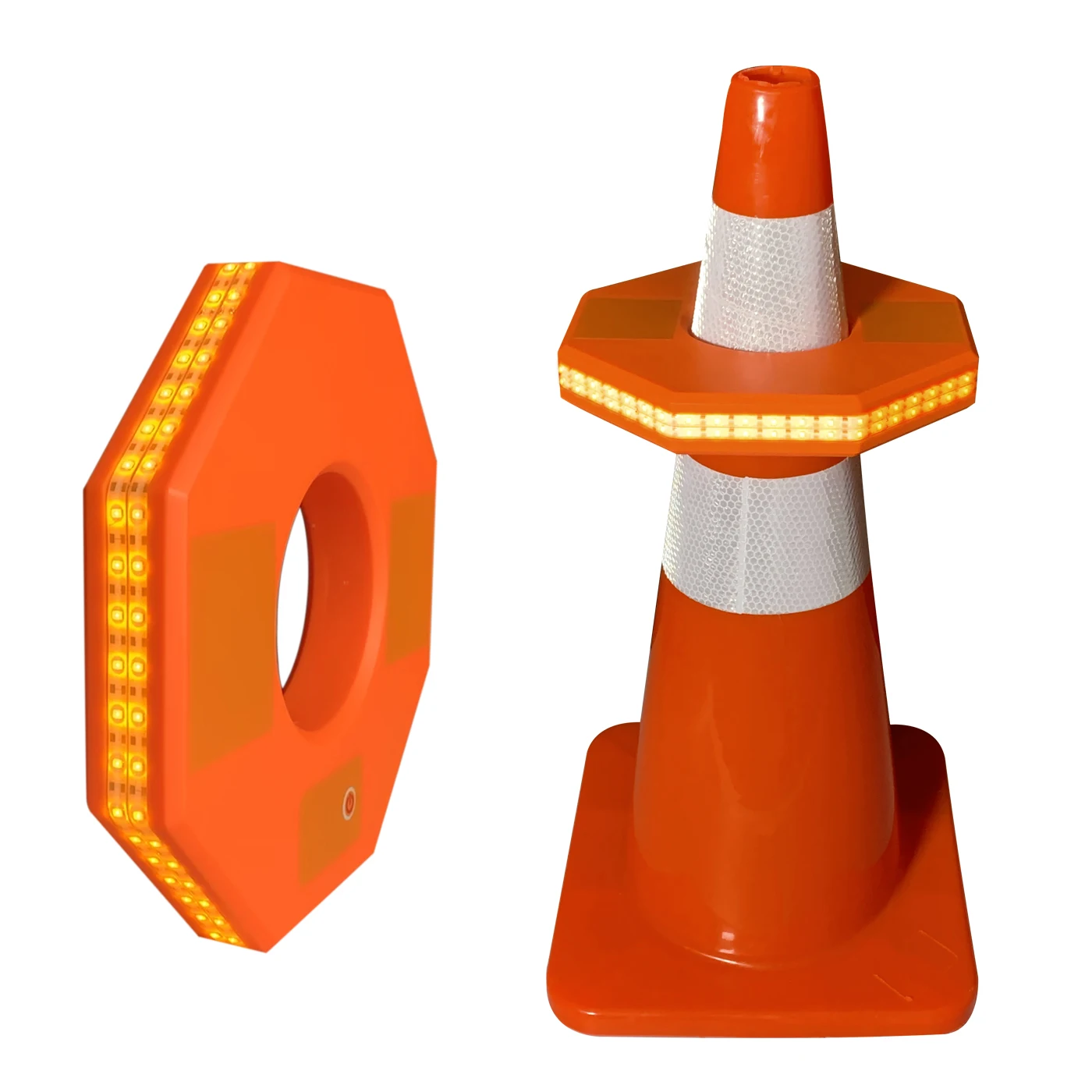 Road safety amber strobe beacon small smart LED traffic light traffic cone gate flashing light