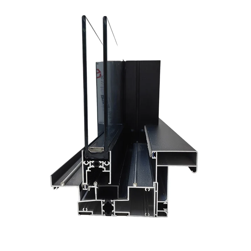 Sunroom Thin Sliding Doors Indoor Aluminum Double Glazing Black Windows