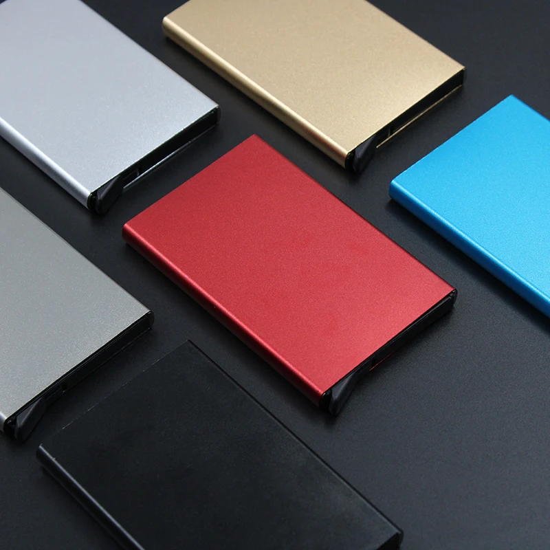 Front Pocket RFID Blocking Carbon Fiber Metal Wallets for Men Leather Phone Card Holder Card Holder Metal Leather Wallet