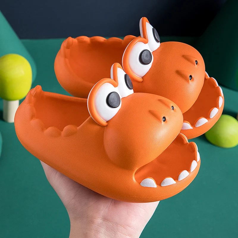 Funny Children Parent Adult Slippers Cute Dinosaur-shaped Home Non-slip Boys Kids Slippers Toddler Girls Shoes Man Women Slipper