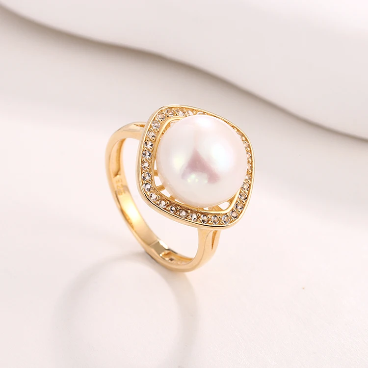 KAMMY Finger Jewelry Round Zircon Halo Design Luxury Fashion Jewelry 18K Gold Adjustable Wedding Engagement Rings For Women