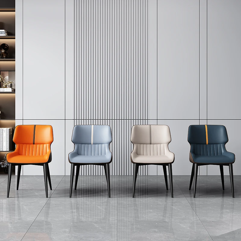 Modern Luxury Studded Pu Leather Upholstered Leather Dining Room Chair For Restaurant And Kitchen